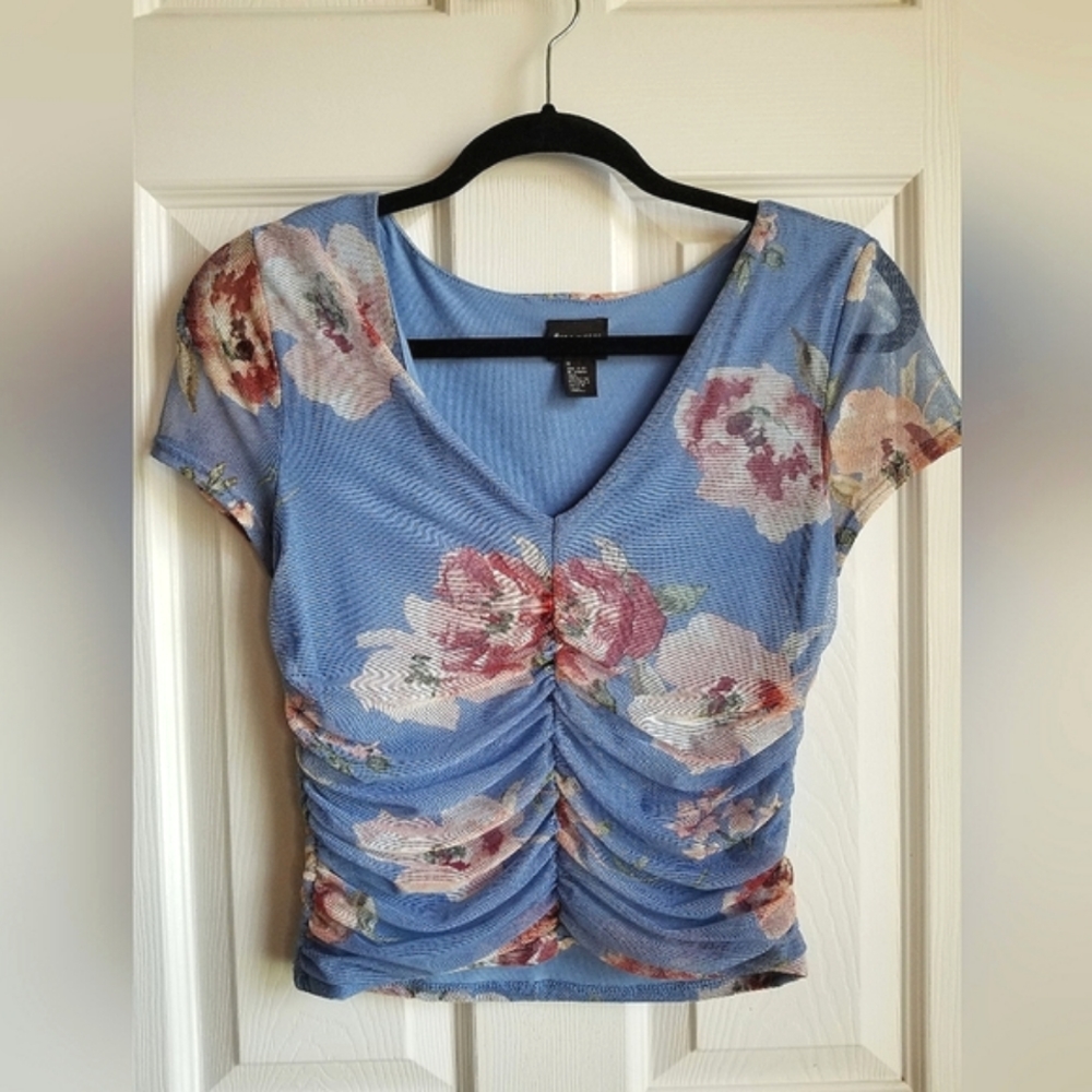 Floral mesh crop top
